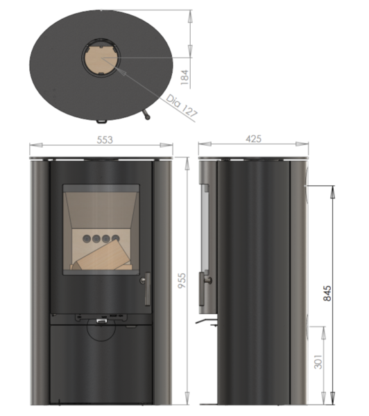 Charlton & Jenrick Woodtec FCS Cylindrical Stove - 5kw